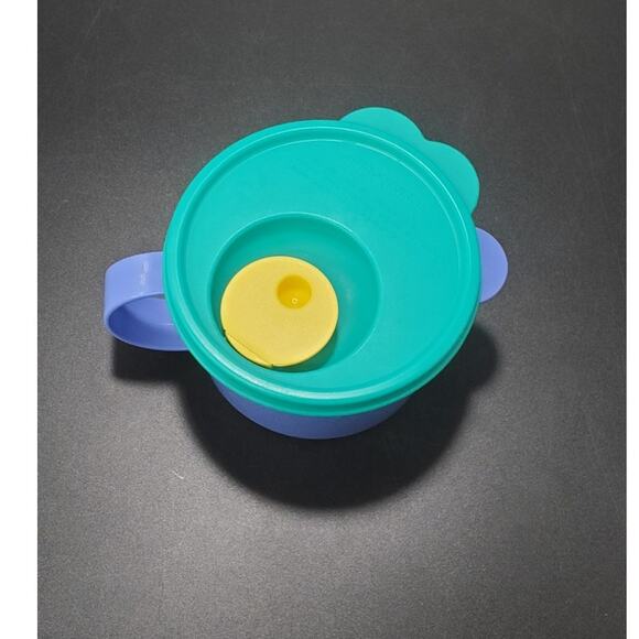 Tupperware 3155 Microwave 16 oz Soup Mug w/Vent Spout Lid 3156 Blue & Turquoise - Picture 4 of 6